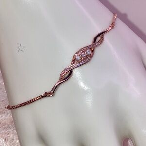 18kt Rose Gold Classy Crystal Infinity Pull Cord Bolo Bracelet